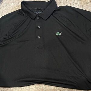Lacoste Men's Polo Shirt in Black with Green Logo
